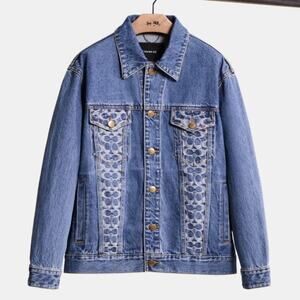 Coach Signature Denim Jean Jacket Blue Oversized XL